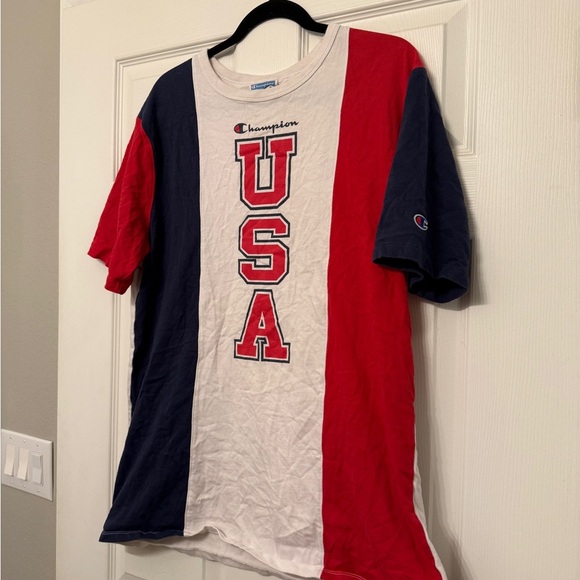 Vintage Champion Red and White Short Sleeve Tee USA Design - Picture 3 of 4